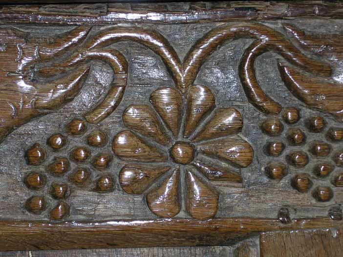 william morris furniture. Detail of carving to early